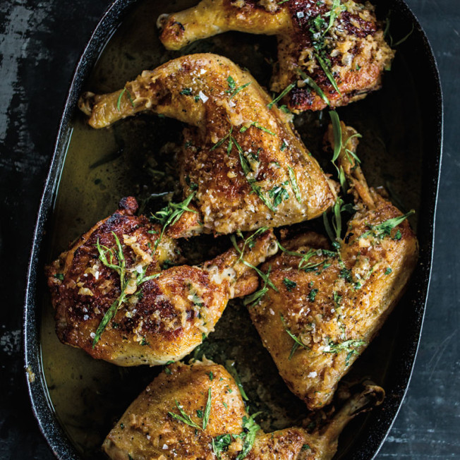 Pan-Roasted Chicken Legs with Herbed Pan Sauce