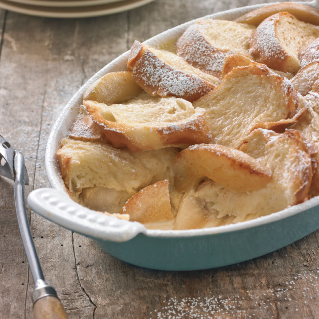 Bread-and-Butter Pudding with Caramelized Pears 