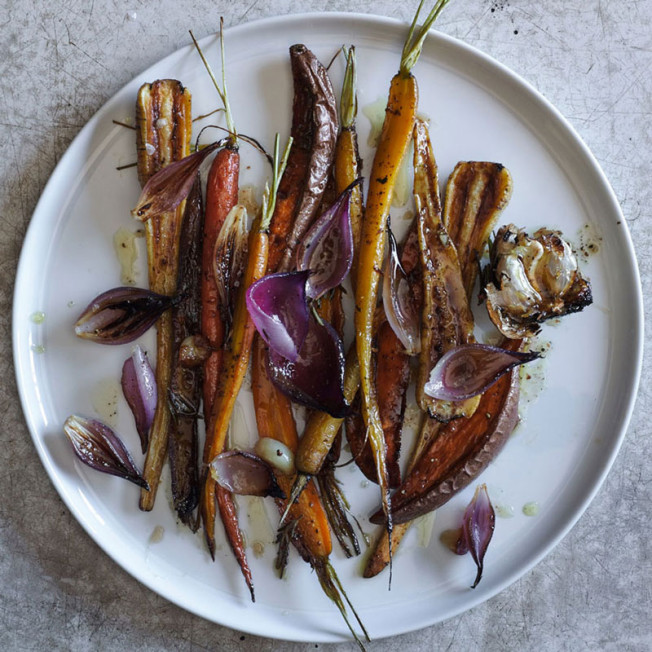 Root Vegetables Roasted with Maple and Mustard