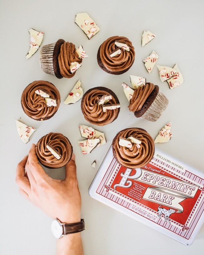 The Food Gays' Chocolate Peppermint Bark Cupcakes