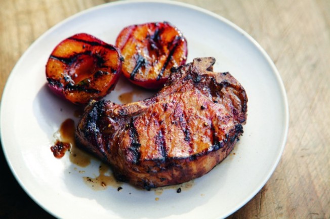Brined Pork Chops with Grilled Stone Fruit