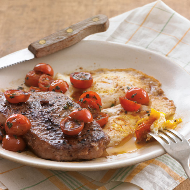 Steak and Eggs with Herbed Cherry Tomatoes