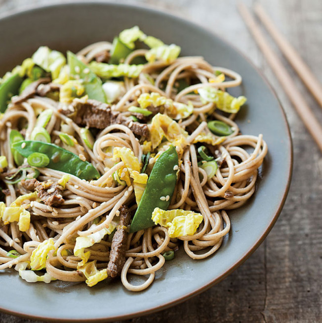 Stir-Fried Soba Noodles with Beef and Cabbage