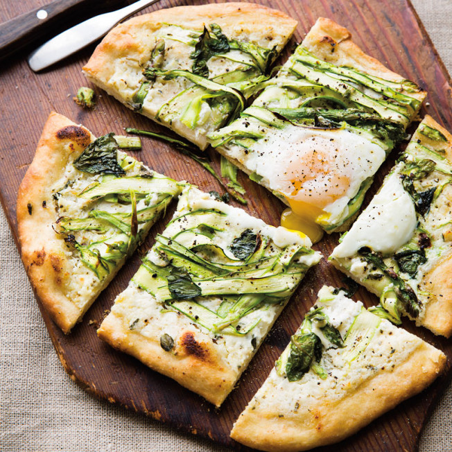 Shaved Asparagus and Herb Pizza with Egg