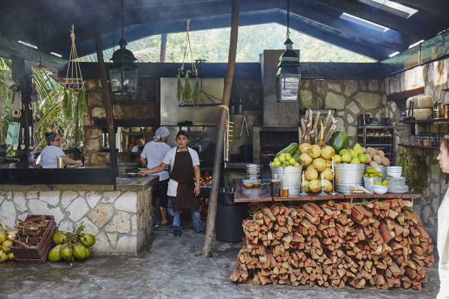 The open-air kitchen at Hartwood.