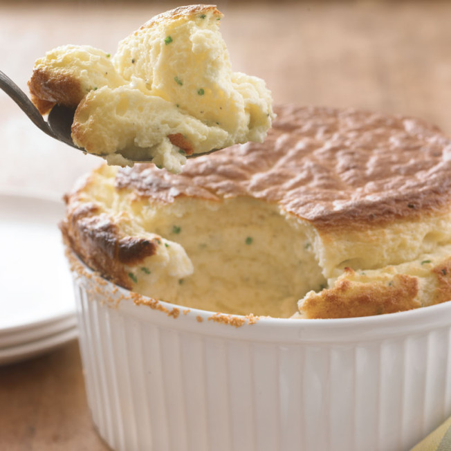 Cheese Soufflé with Fresh Chives