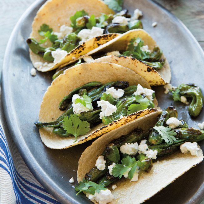 Grilled Padrón Pepper and Goat Cheese Tacos