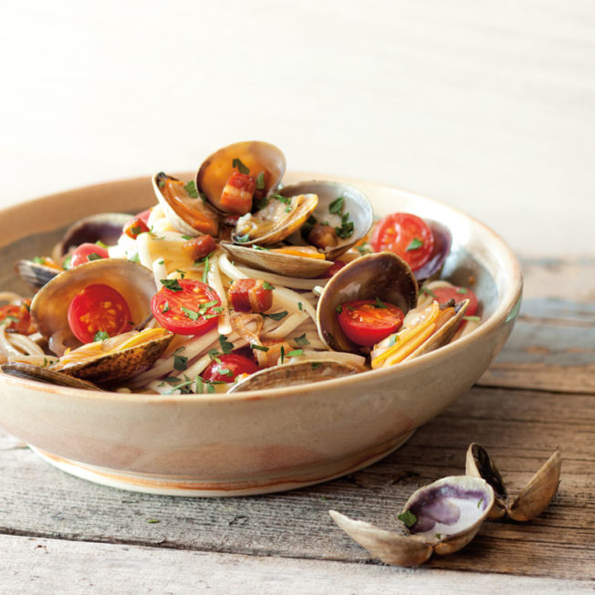 Linguine with Clams, Pancetta and Tomatoes