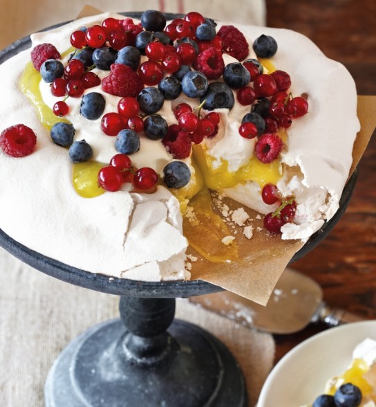 Pavlova with Lime Curd & Berries