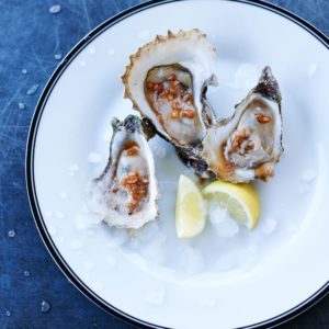 Oysters with Fig Vinegar Mignonette