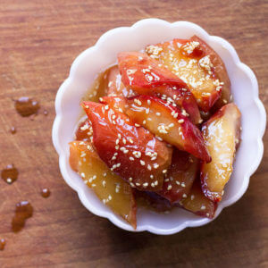 Honey-Roasted Apples with Calvados and Sesame