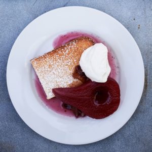 Lemon-Olive Oil Cake with Poached Pears