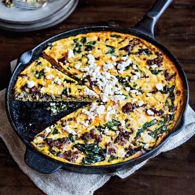 Frittata with Chard, Sausage and Feta