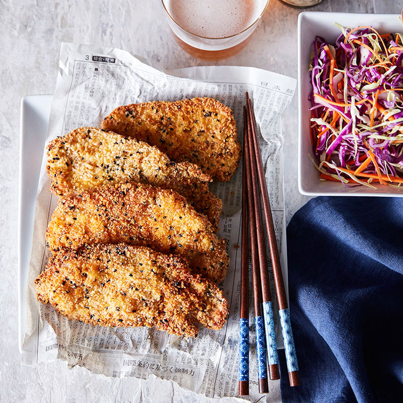 Air-Fried Tonkatsu with Ginger Cabbage Slaw