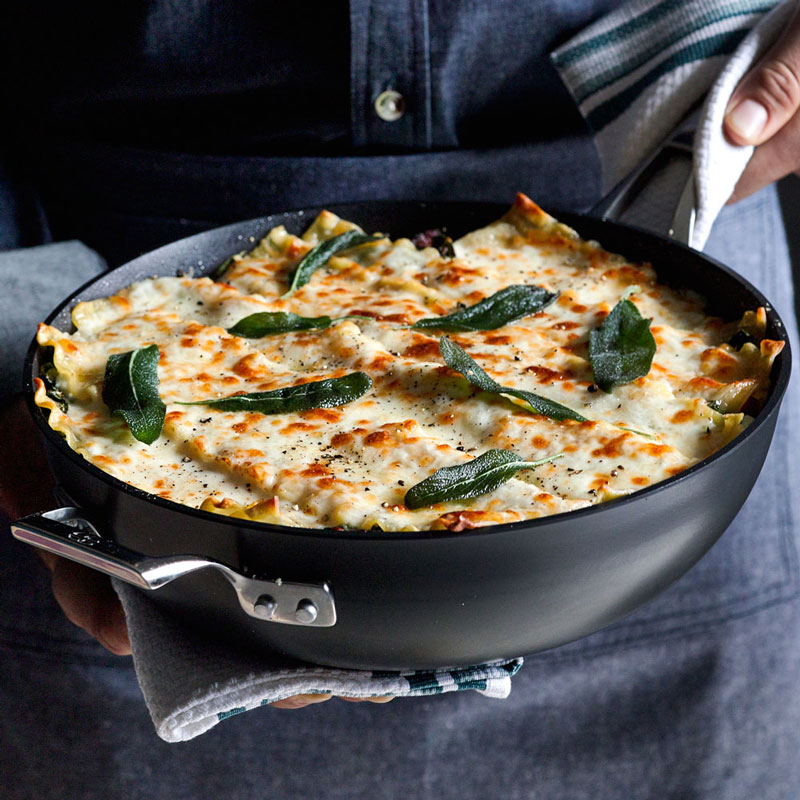 Pancetta and Chard Skillet Lasagna with Sage