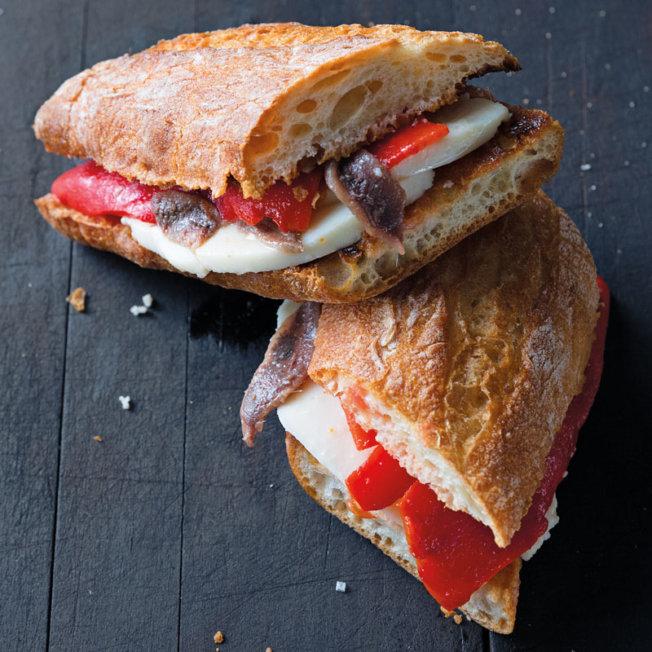 Bocadillos with Cheese, Anchovies and Peppers