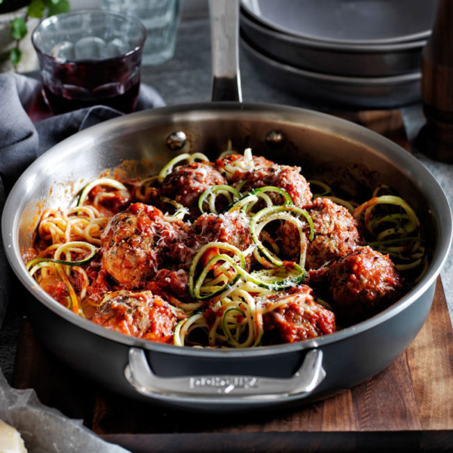 Zucchini "Spaghetti" with Meatballs