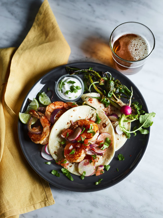 Shrimp Tacos with Padrón Peppers