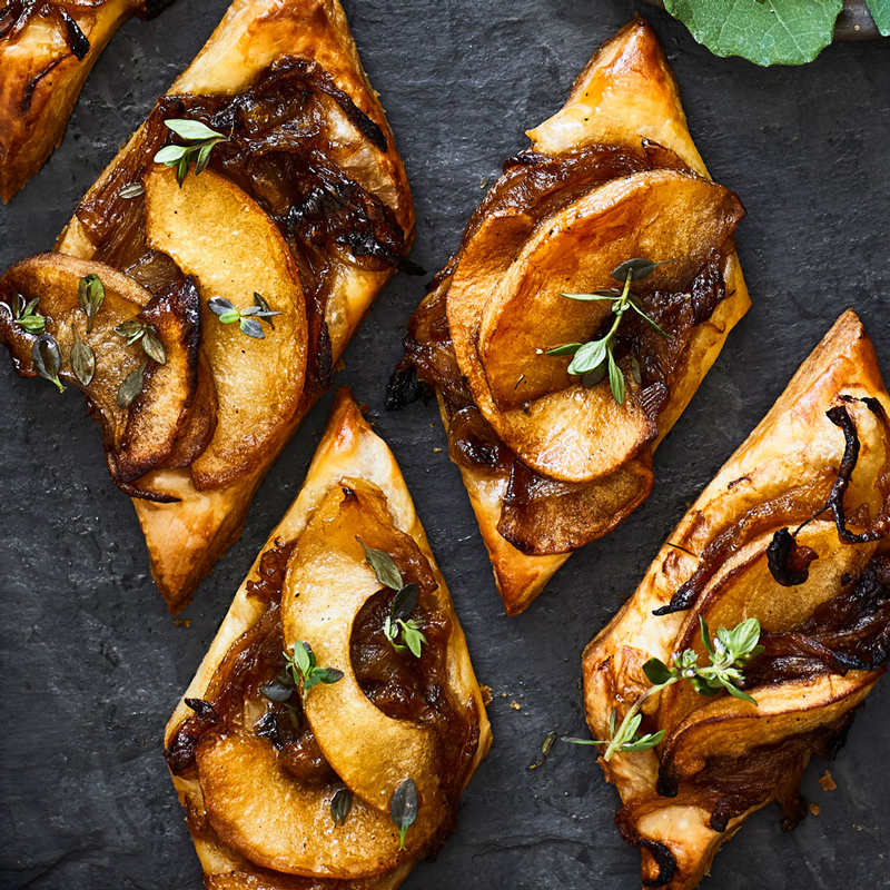 Caramelized Onion and Apple Tarts with Gruyère and Thyme