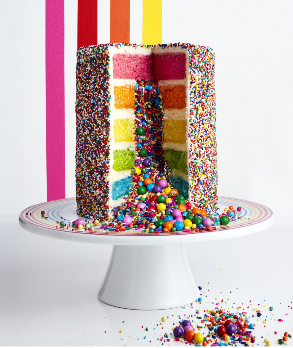 flour shop rainbow explosion cake